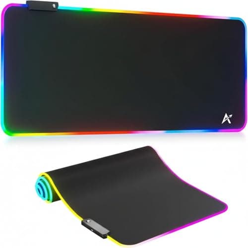 Tukzer XL RGB Gaming Mouse Pad, 14 Mode LED Extended Mousepad, Non-Slip Rubber Base, Mouse Mat for Office, Gaming Desk/Accessories, Computer, Laptop, Optical mice, Keyboard pad 80 x 30cm-Aliens Black