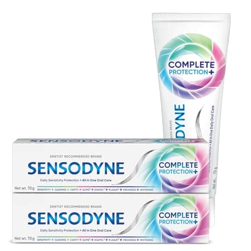 Sensodyne Toothpaste Complete Protection+ | All-in-One Daily Sensitivity Protection Tooth Paste Combo Pack - 140gm (70gm x 2) | Dentist Recommended | Fresh Breath, Cavity Protection, Removes Plaque, Healthy Gums