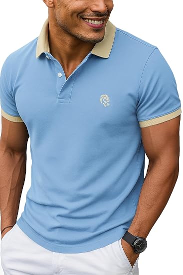 LEOTUDE Men's Polo Neck Matty Half Sleeve Collor Solid Regular Fit Tshirts