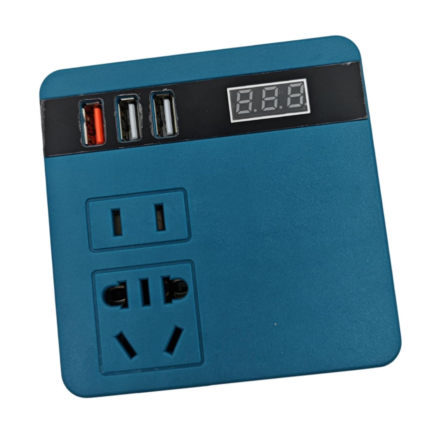 ECOMISTIQ® Power Inverter with USB Ports Sturdy Power Converter for Travel Outdoor Work Dark Blue